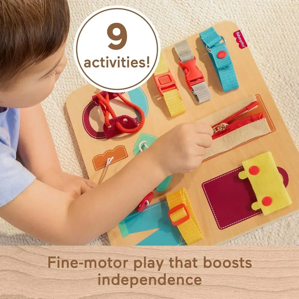 NWT Fisher-Price Wood Montessori Dressing Board Activity